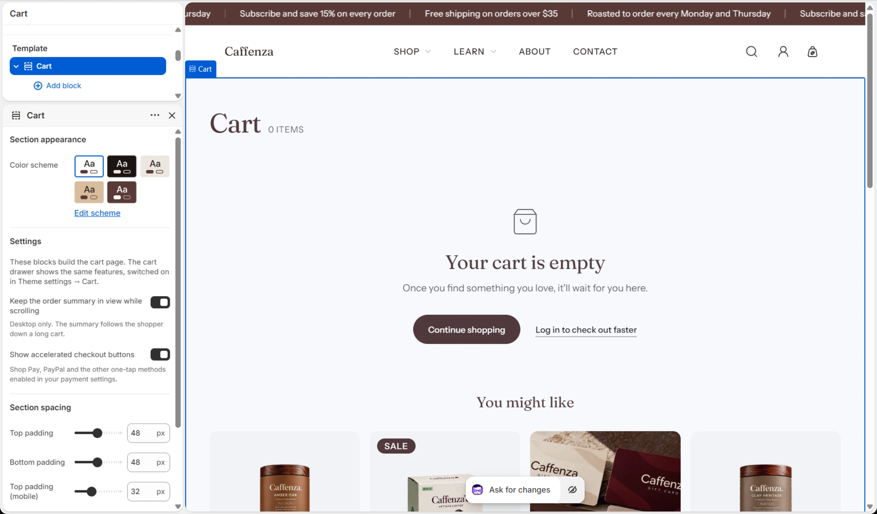 Cart page blocks.