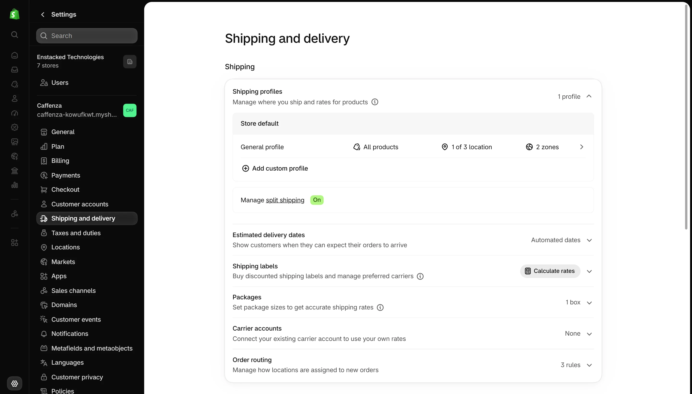 The free shipping rate in Shopify.