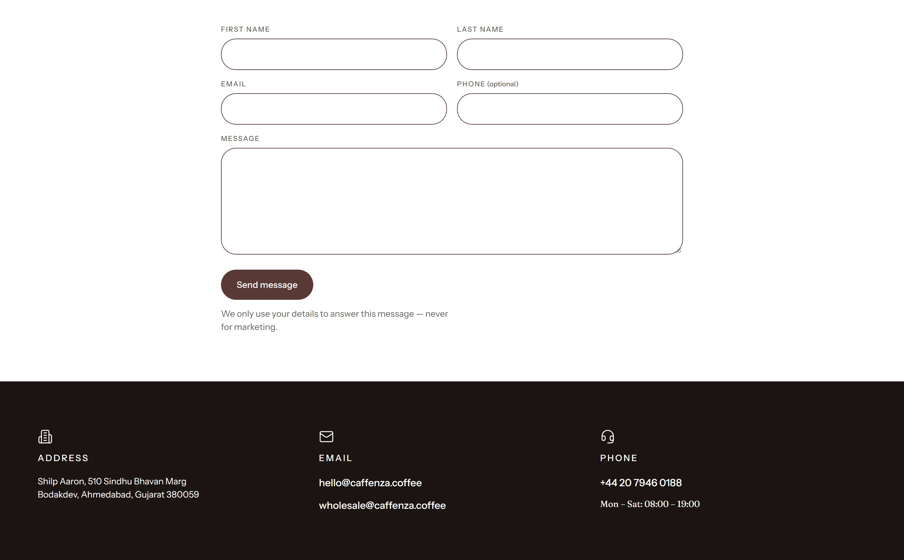 The contact page.