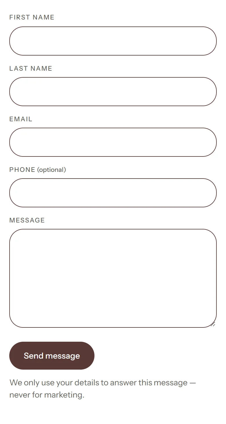 The contact page on a phone.