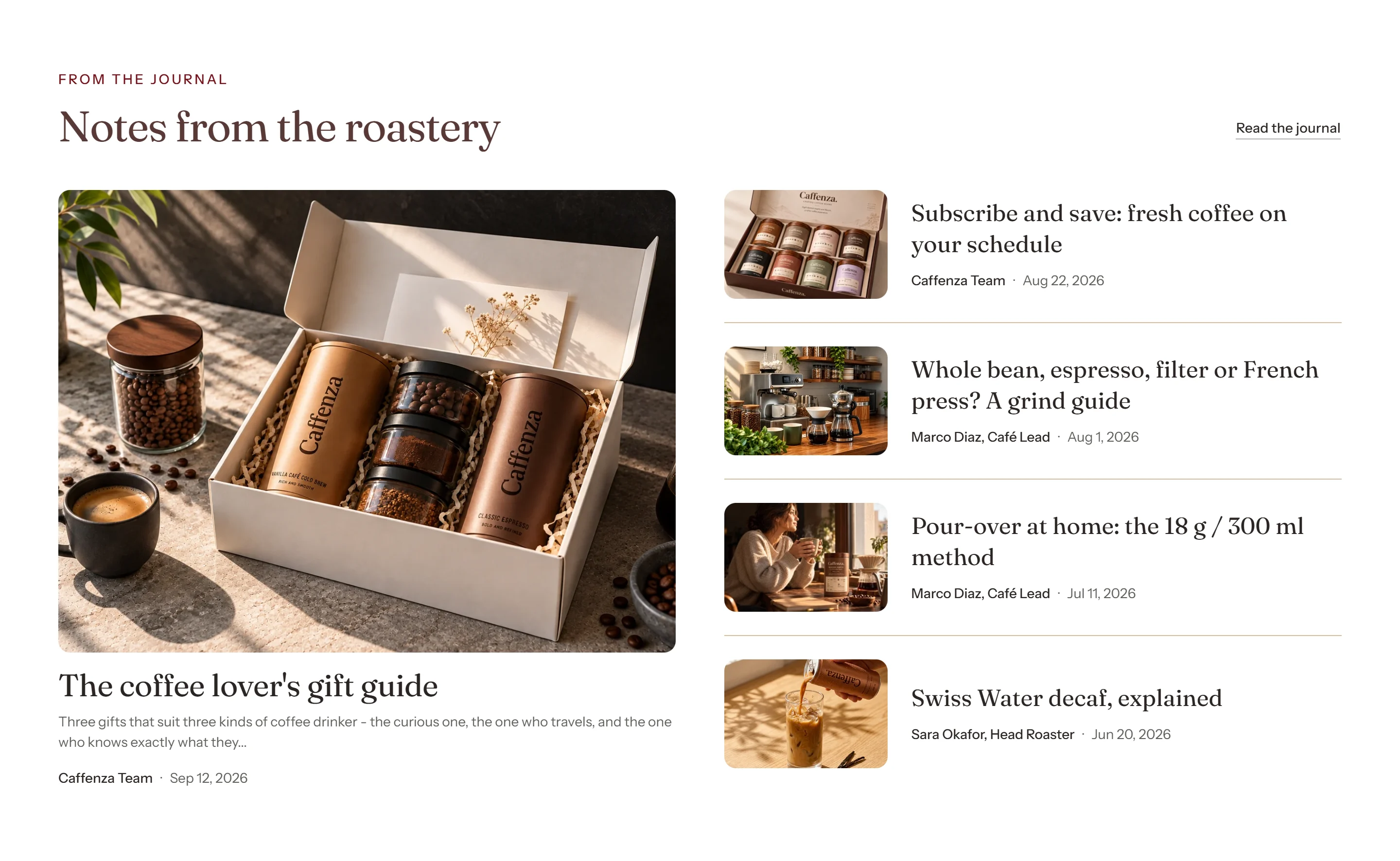The Featured blog section on desktop.