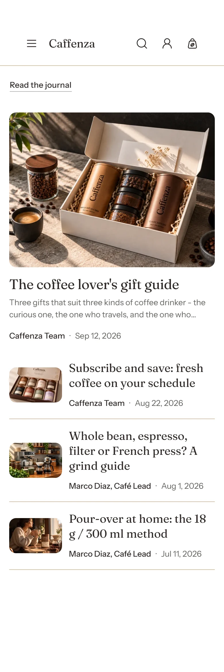 The Featured blog section on a phone.