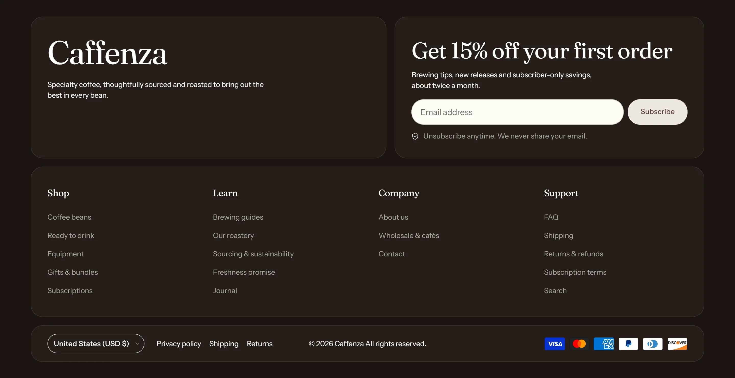 The Footer section on desktop.