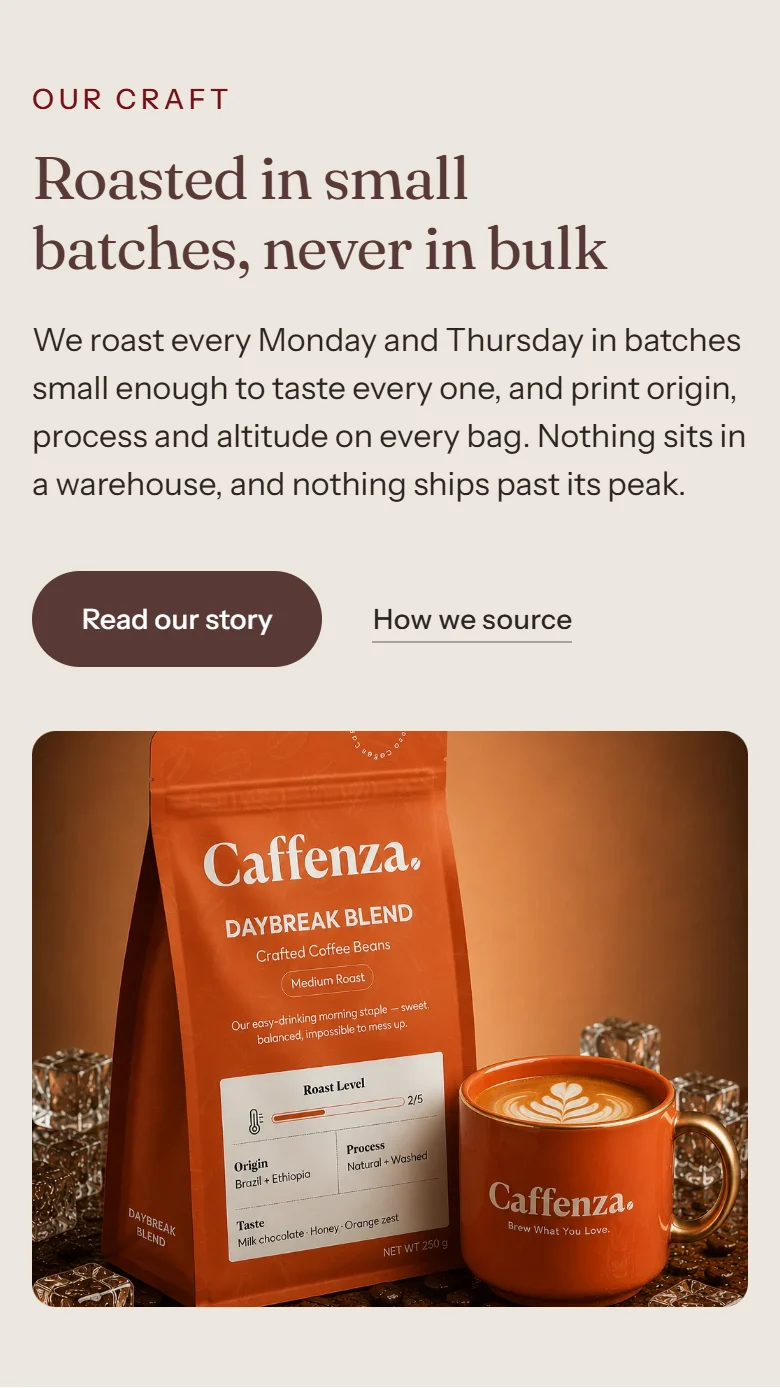 The Image with text section on a phone.