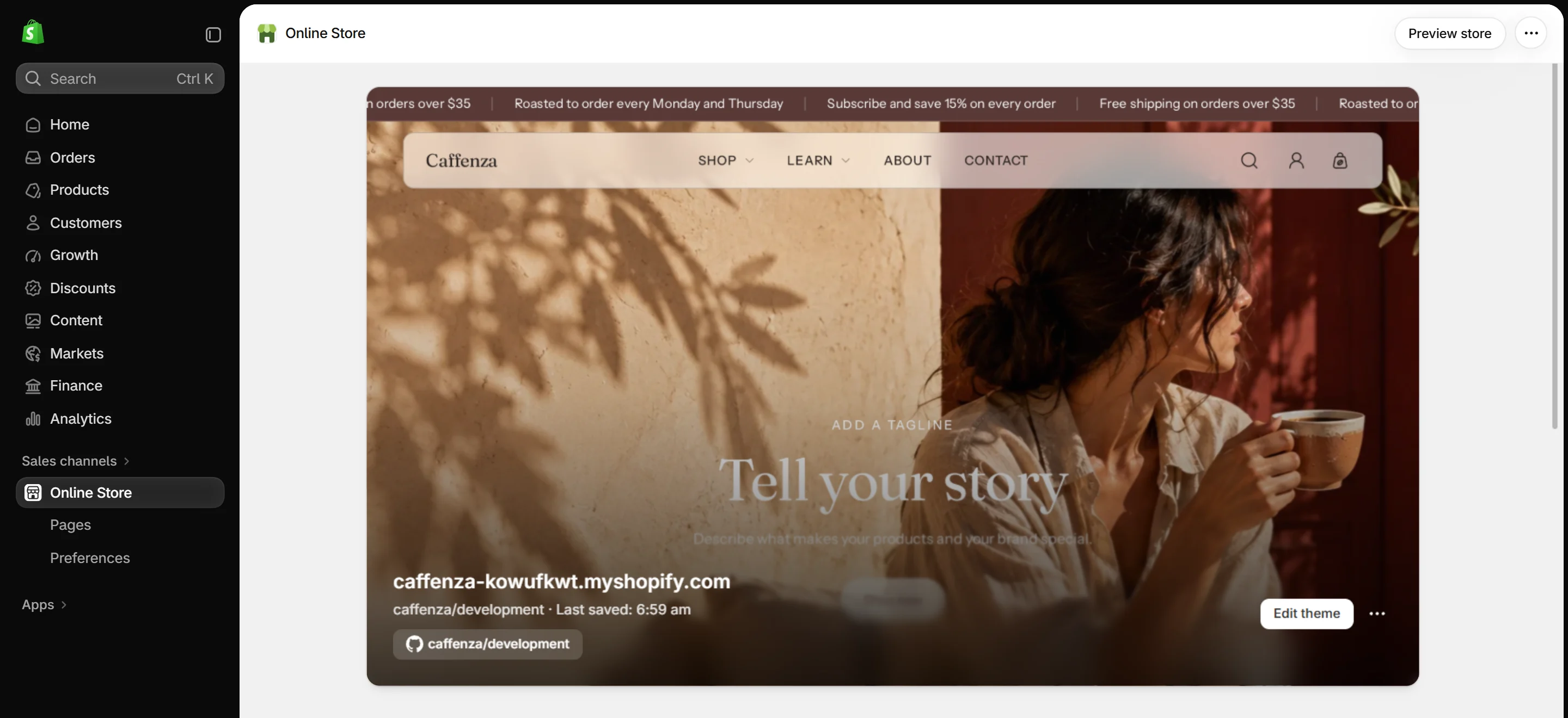 Caffenza in the Theme library.