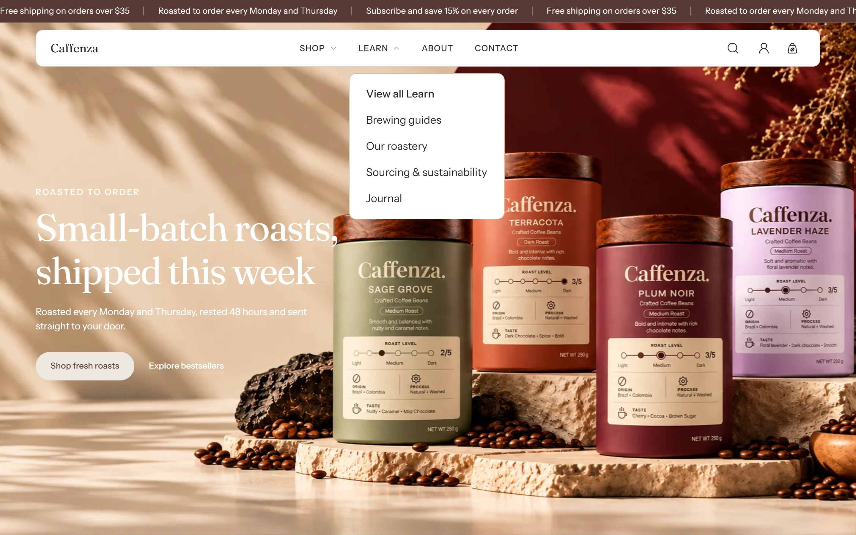 Mega menu with link columns.
