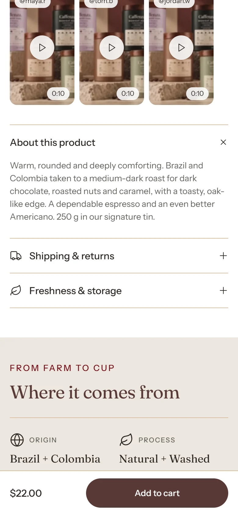 The sticky add to cart bar.