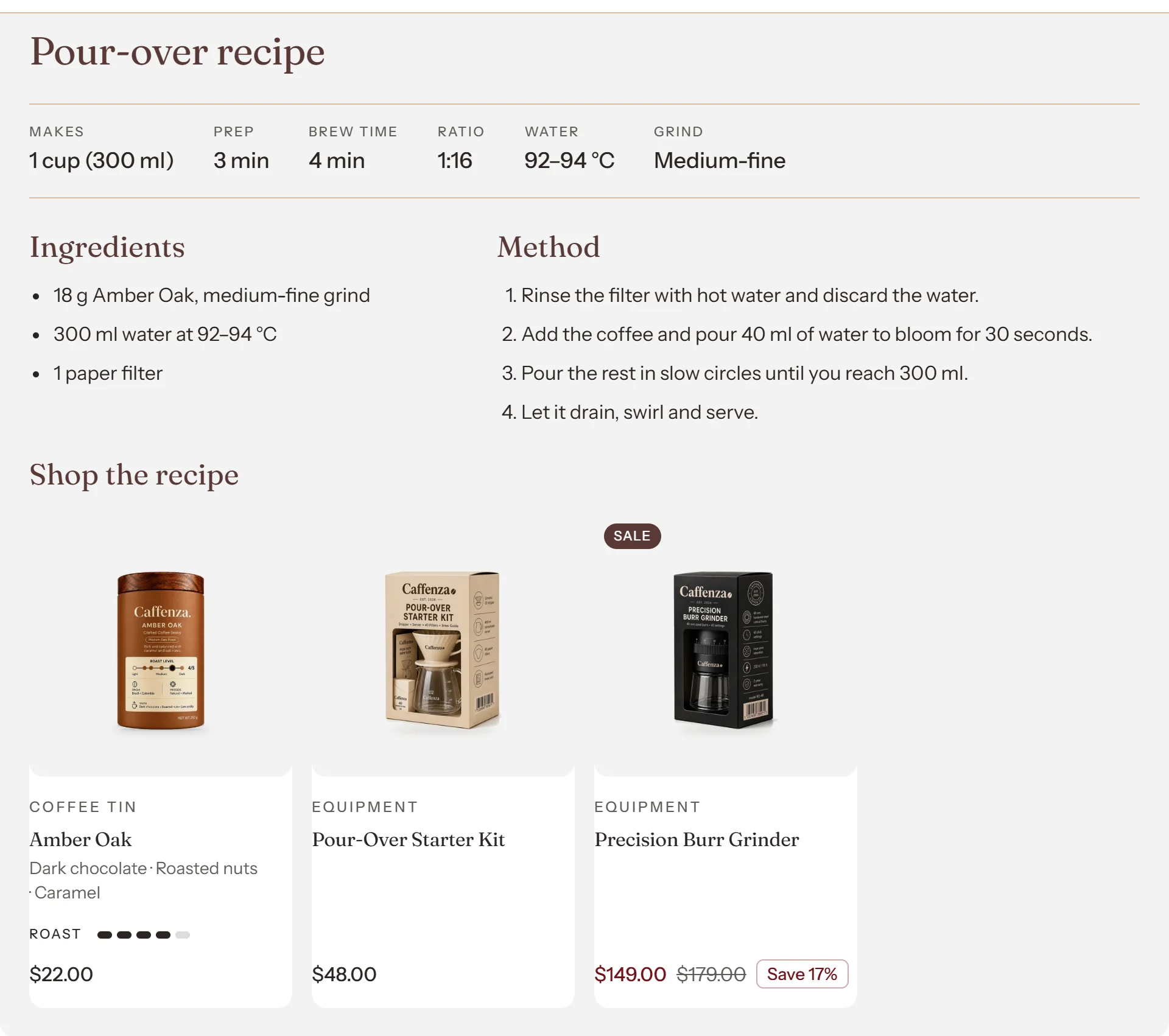 A recipe on a blog post.