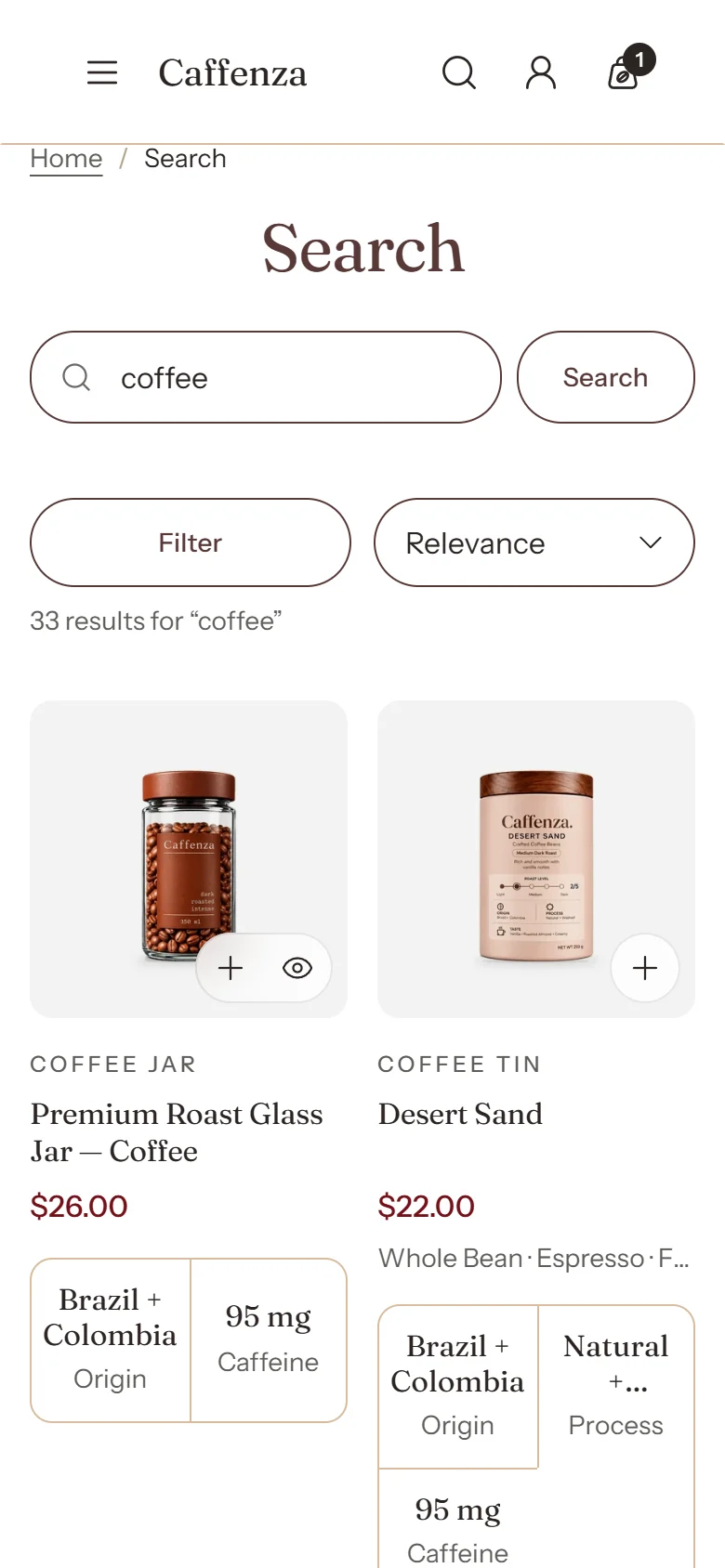 Search results on a phone.