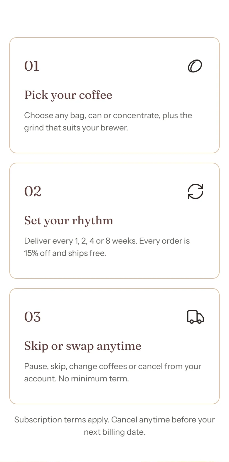 The Subscription section on a phone.