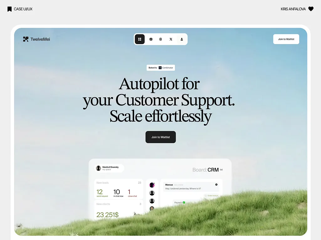 B2B software homepage with a reporting dashboard