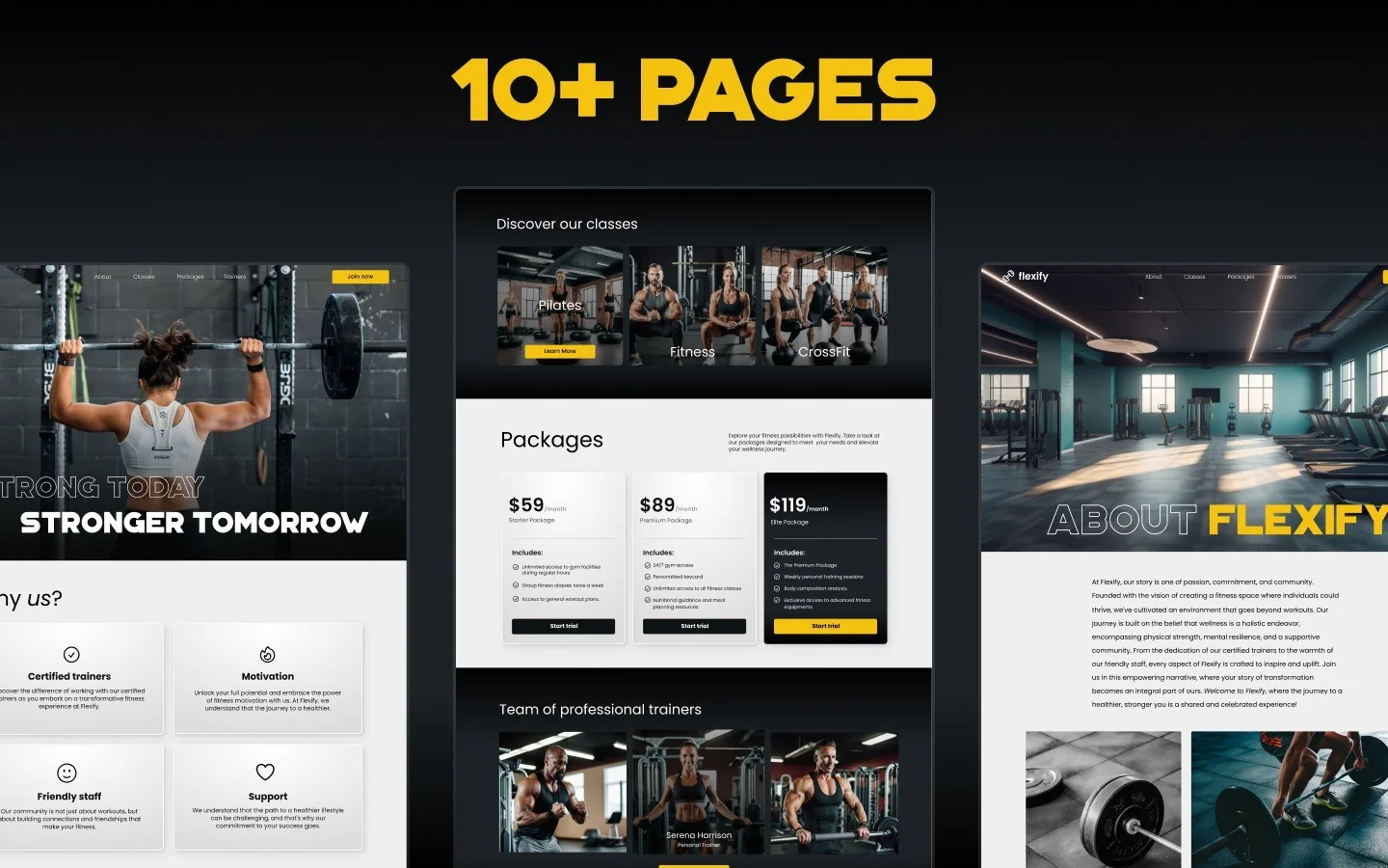 Fitness store homepage with an athlete in a training set