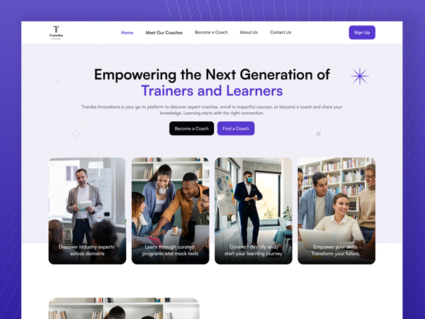 Trainika online learning platform interface design