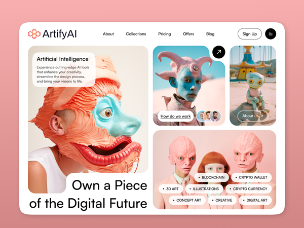 ArtifyAI digital art gallery homepage design