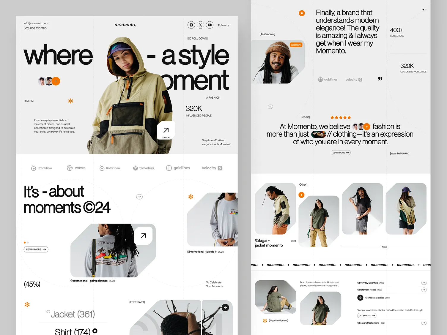 Fashion store homepage with a seasonal lookbook banner