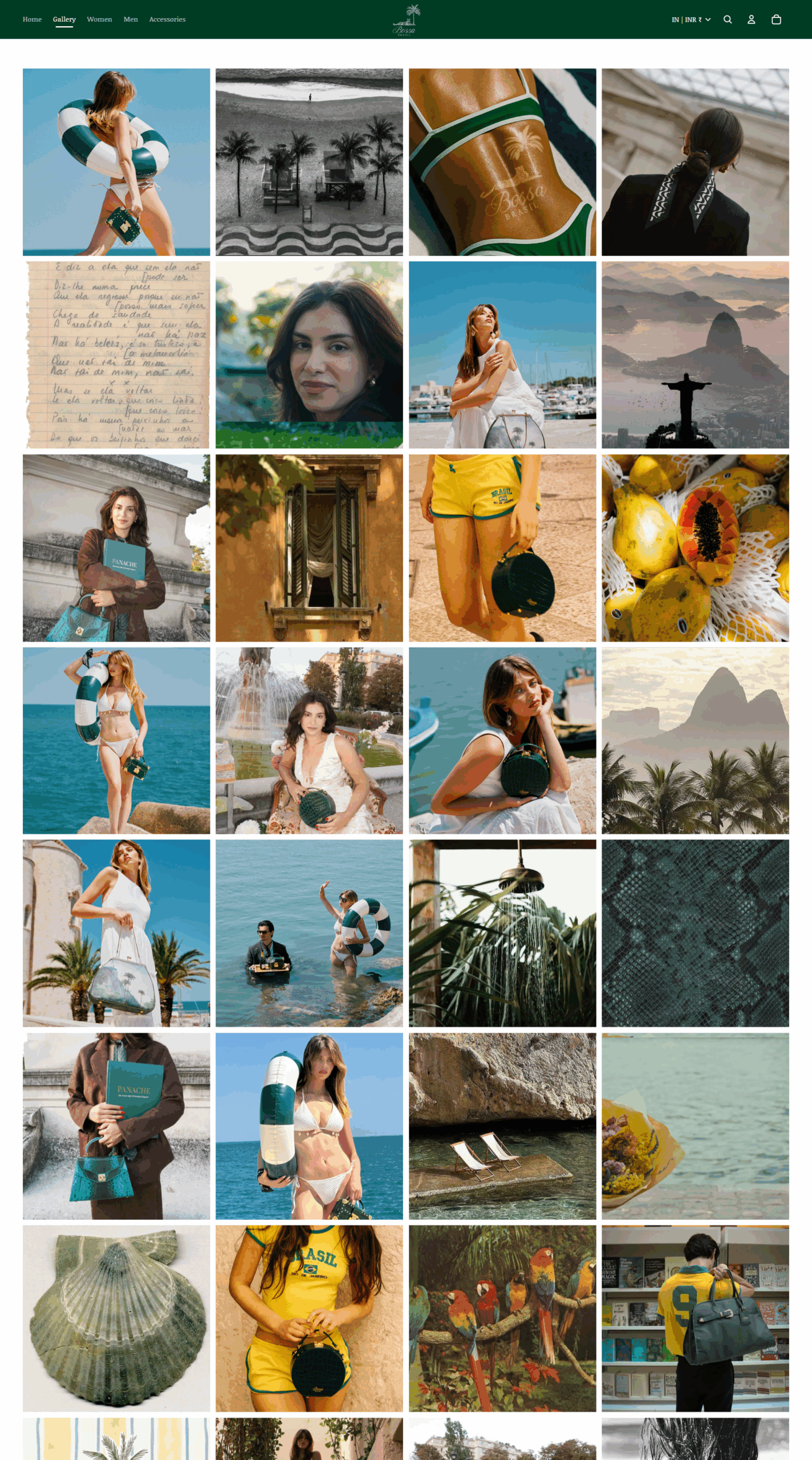 Bossa Brasil women’s handbag collection with detailed product images and prices on Shopify store