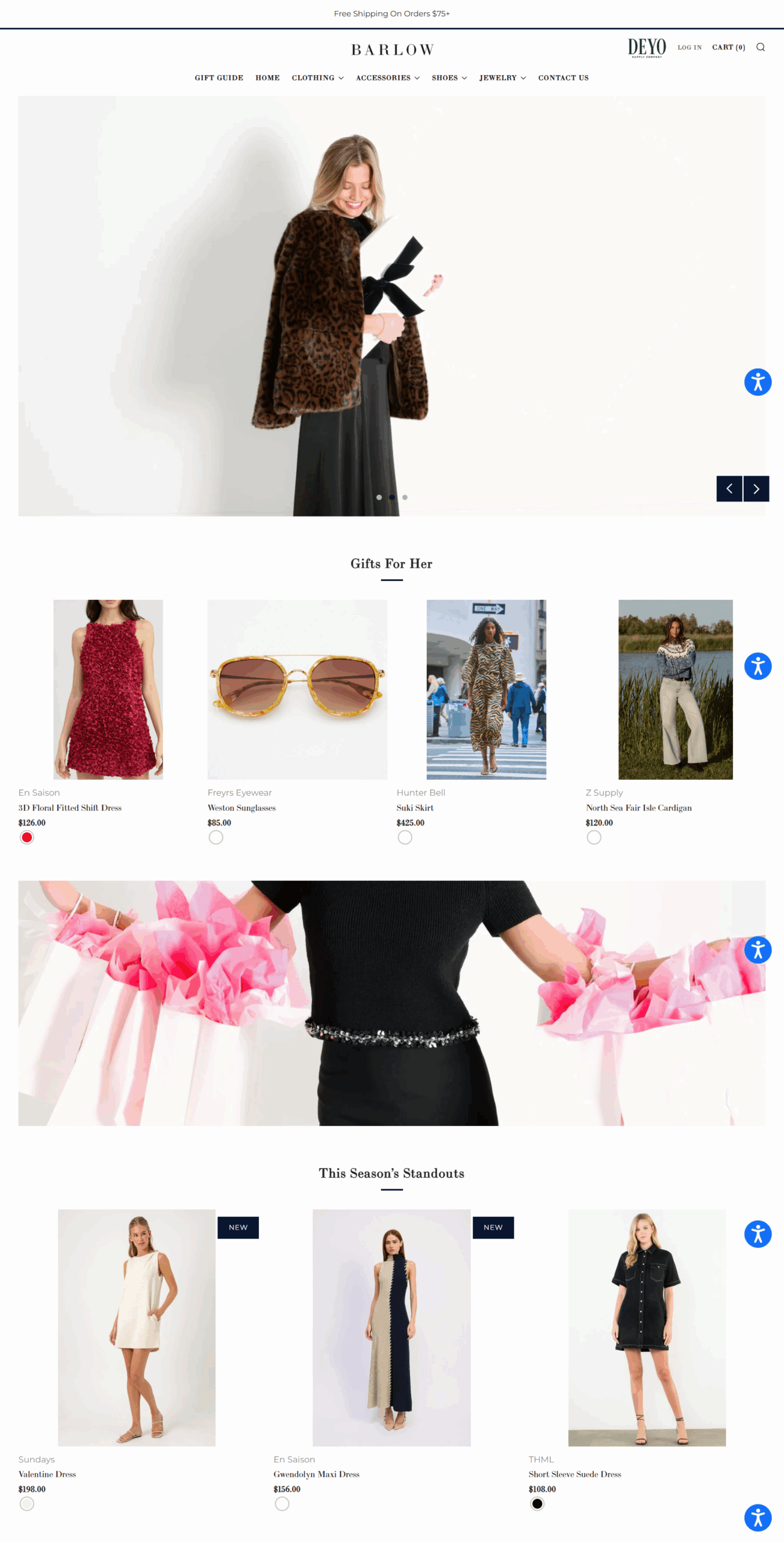 Barlow Fashion tops collection page displaying multiple women’s apparel items in a clean grid layout