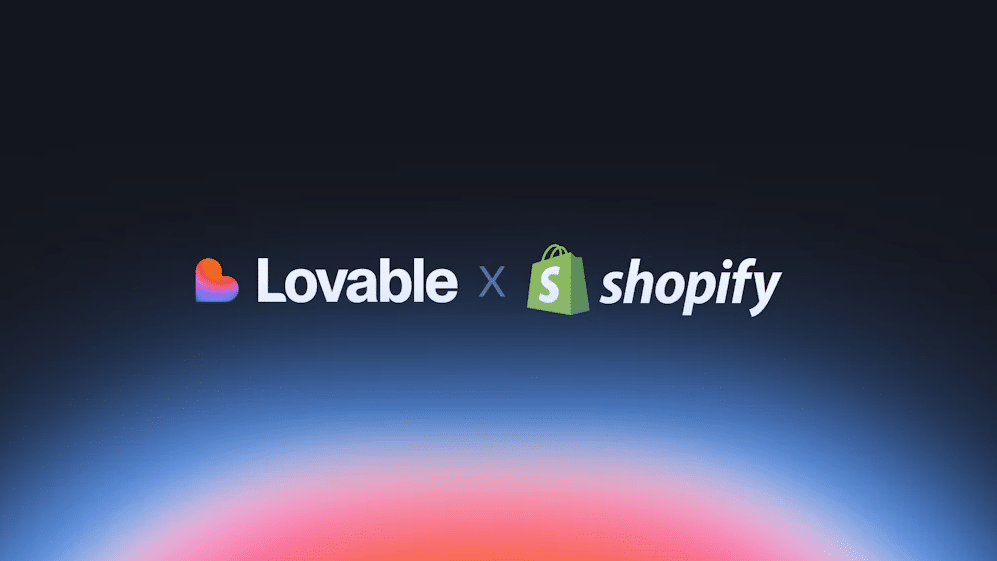 Lovable x Shopify integration banner showing logos of Lovable AI and Shopify.