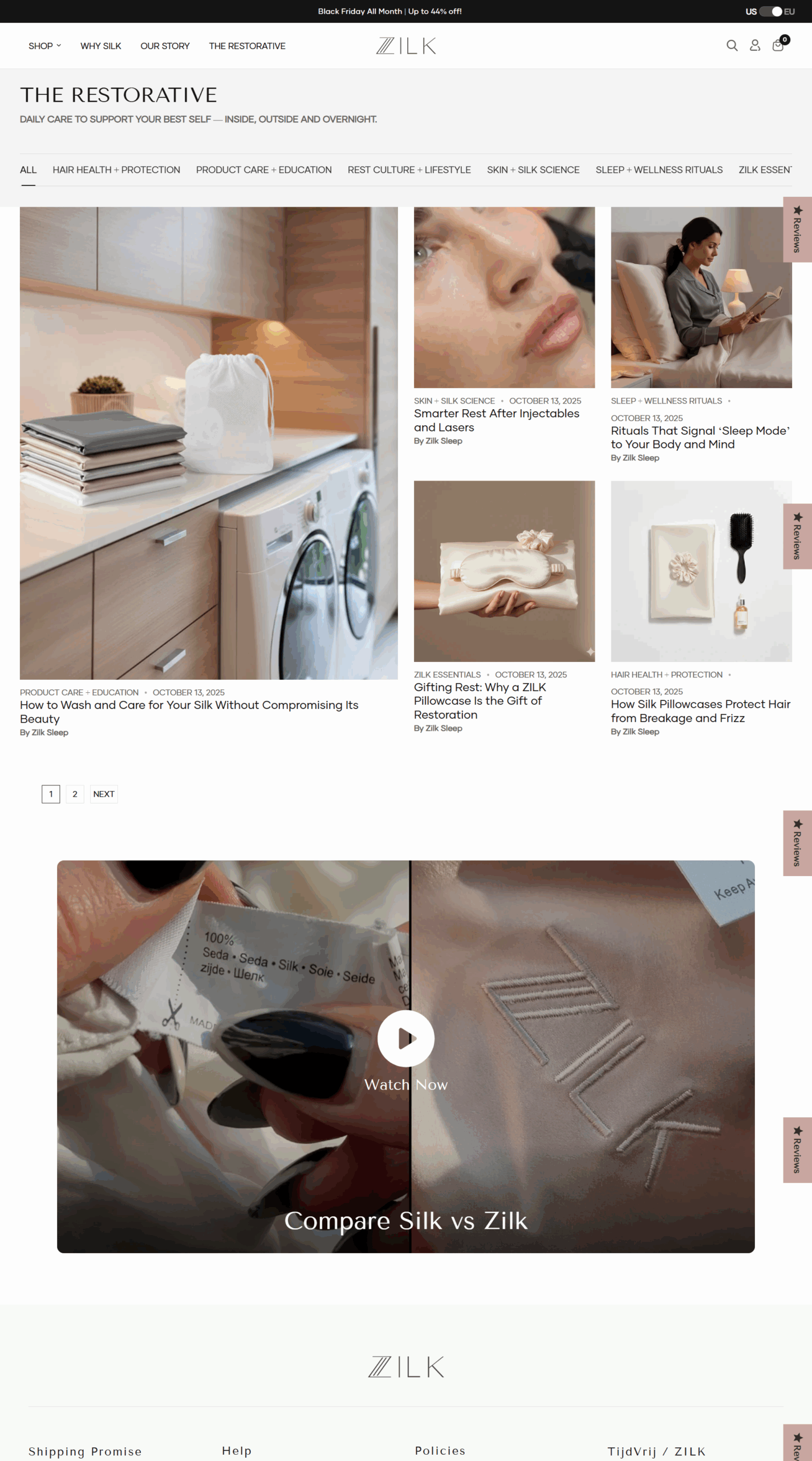 ZILK Sleep brand story and mission page introducing founders and the science behind NeuroSilk technology