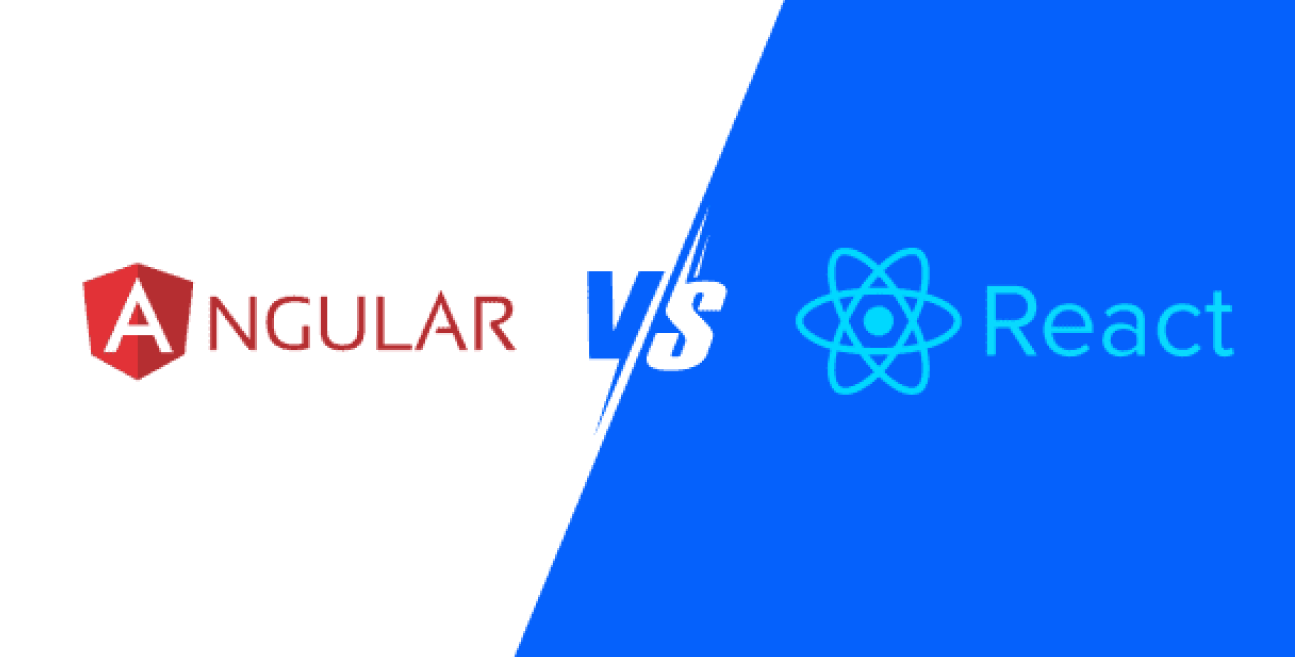Angular vs React visual comparison highlighting differences between Angular and React frameworks