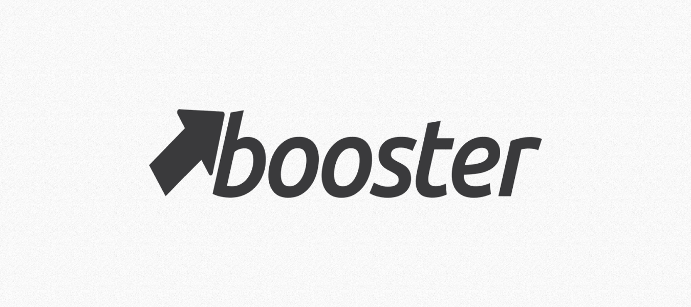 Booster Shopify theme logo with an upward arrow icon and modern typography on a light background