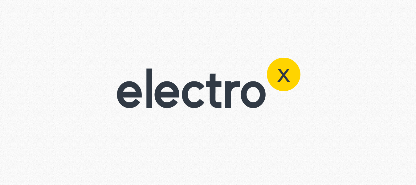 Electro Shopify theme logo featuring lowercase typography with a yellow circular accent on a light background