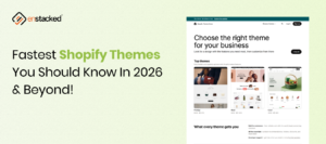 Banner showing “Fastest Shopify Themes You Should Know in 2026 & Beyond” with Shopify theme store interface preview
