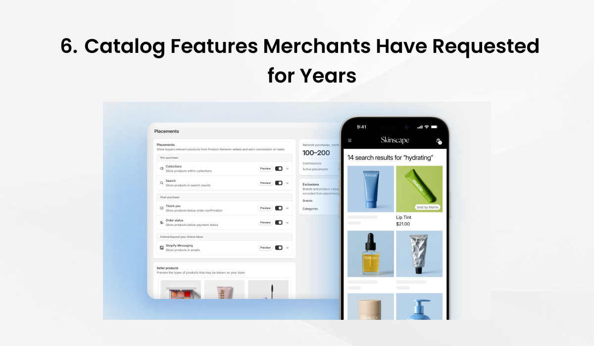 Shopify catalog placement and product discovery features preview for merchants
