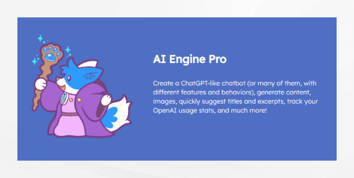 AI Engine Pro WordPress plugin for ChatGPT chatbot content generation and AI automation