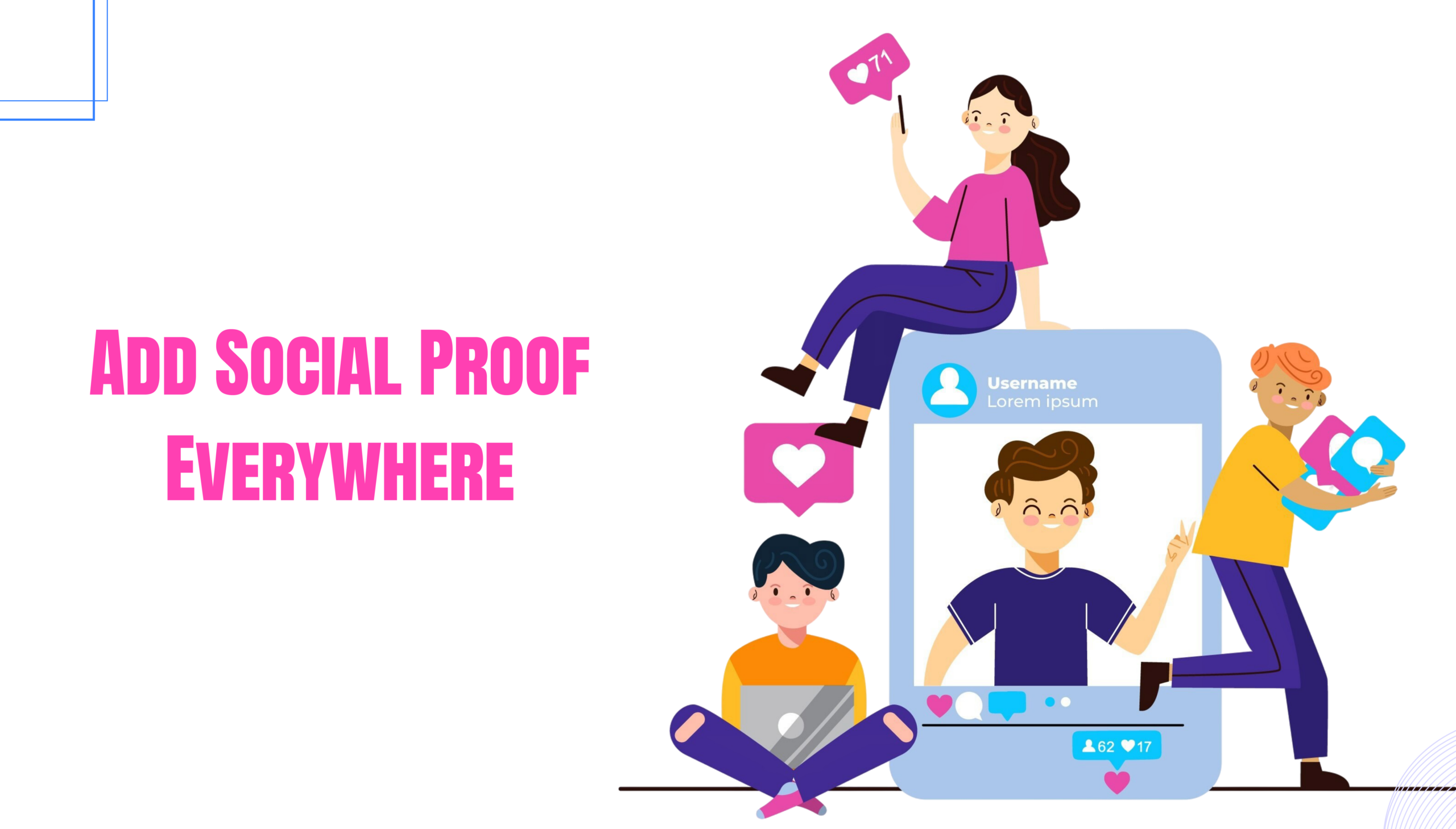 People engaging with social media posts, likes, and comments to represent social proof and trust building.