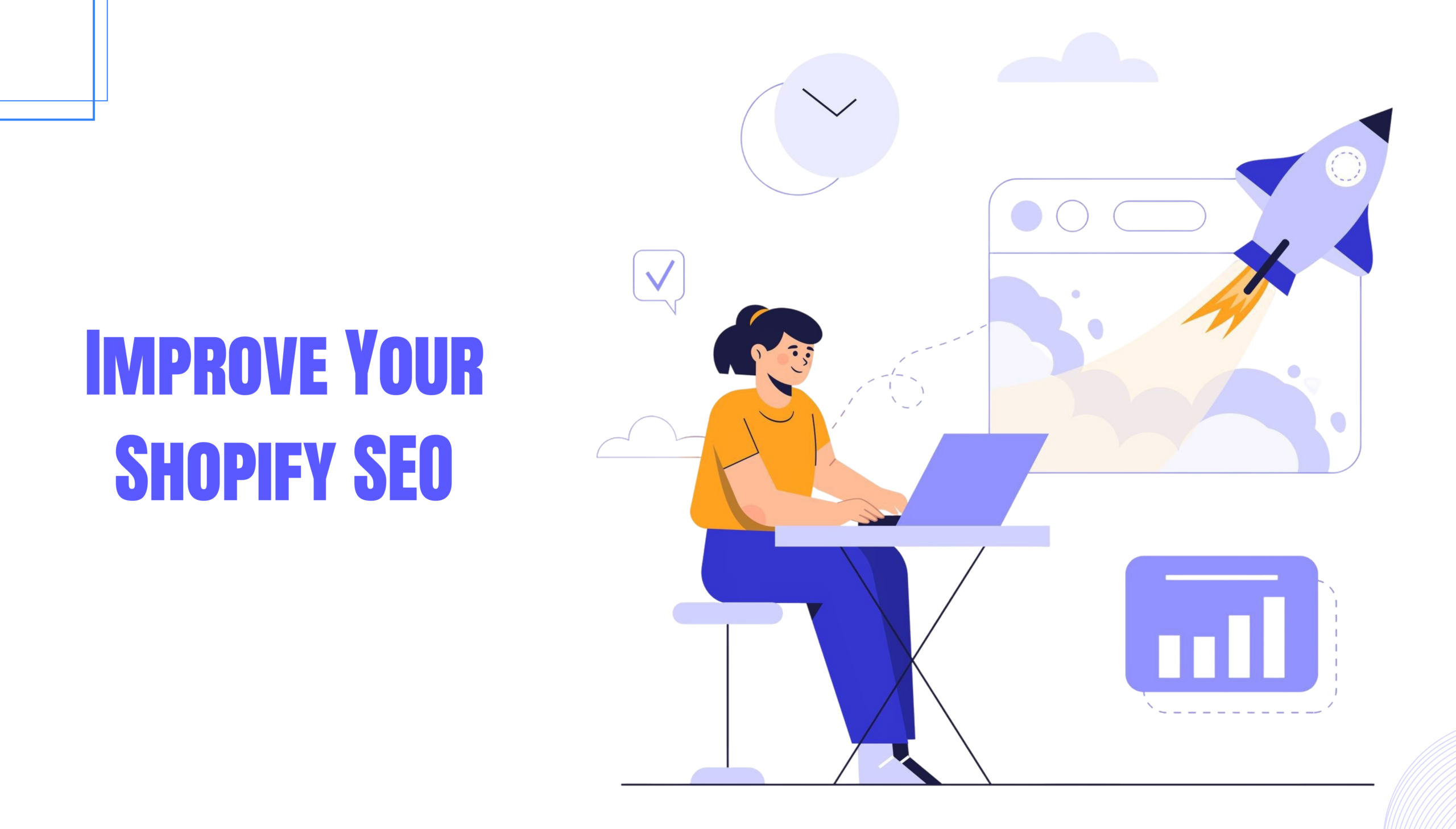 Person working on laptop with growth charts, representing Shopify SEO optimization.