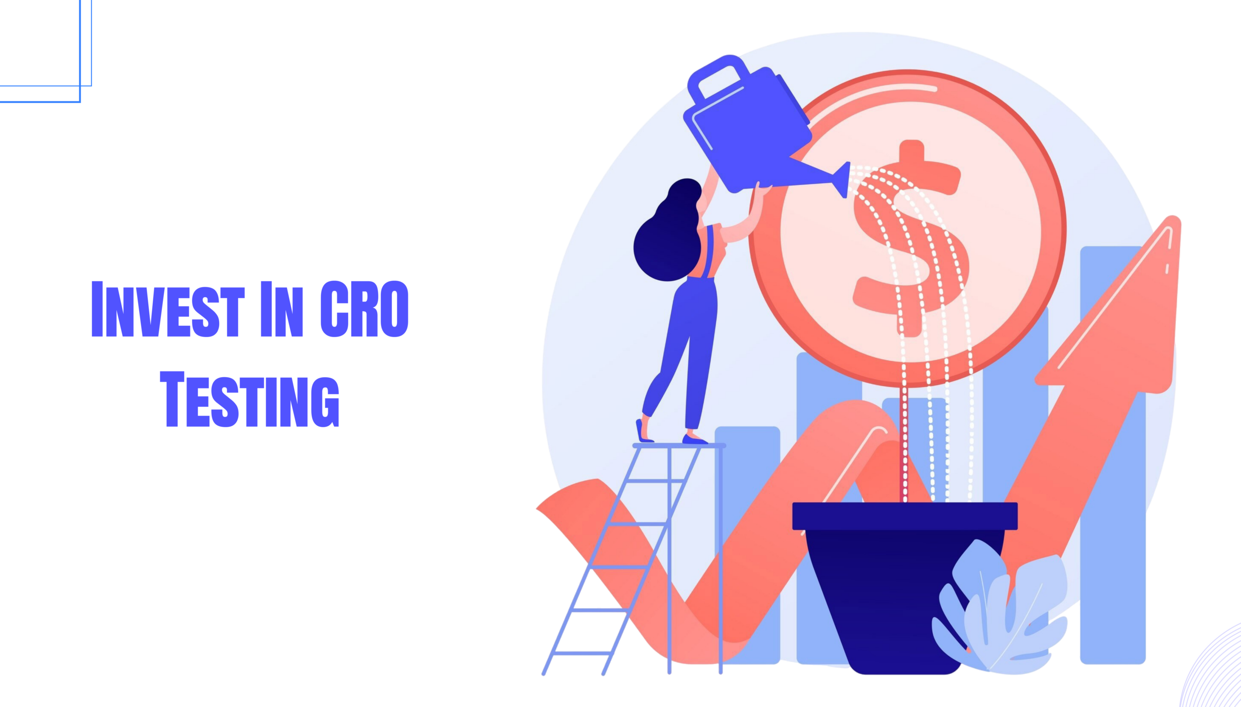 Illustration of a person watering a dollar symbol growing in a pot, representing conversion rate optimization and revenue growth.