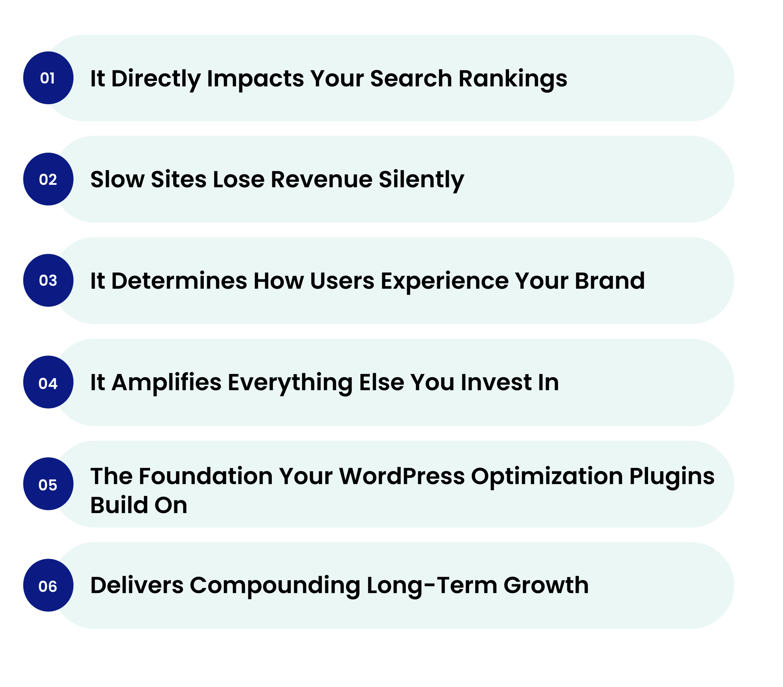Benefits of WordPress optimization including better rankings, higher revenue, improved user experience, and long-term growth