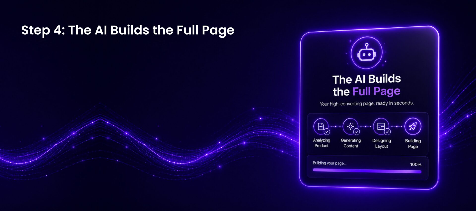 Page Pilot AI automatically analyzing product information and generating a complete high-converting Shopify landing page