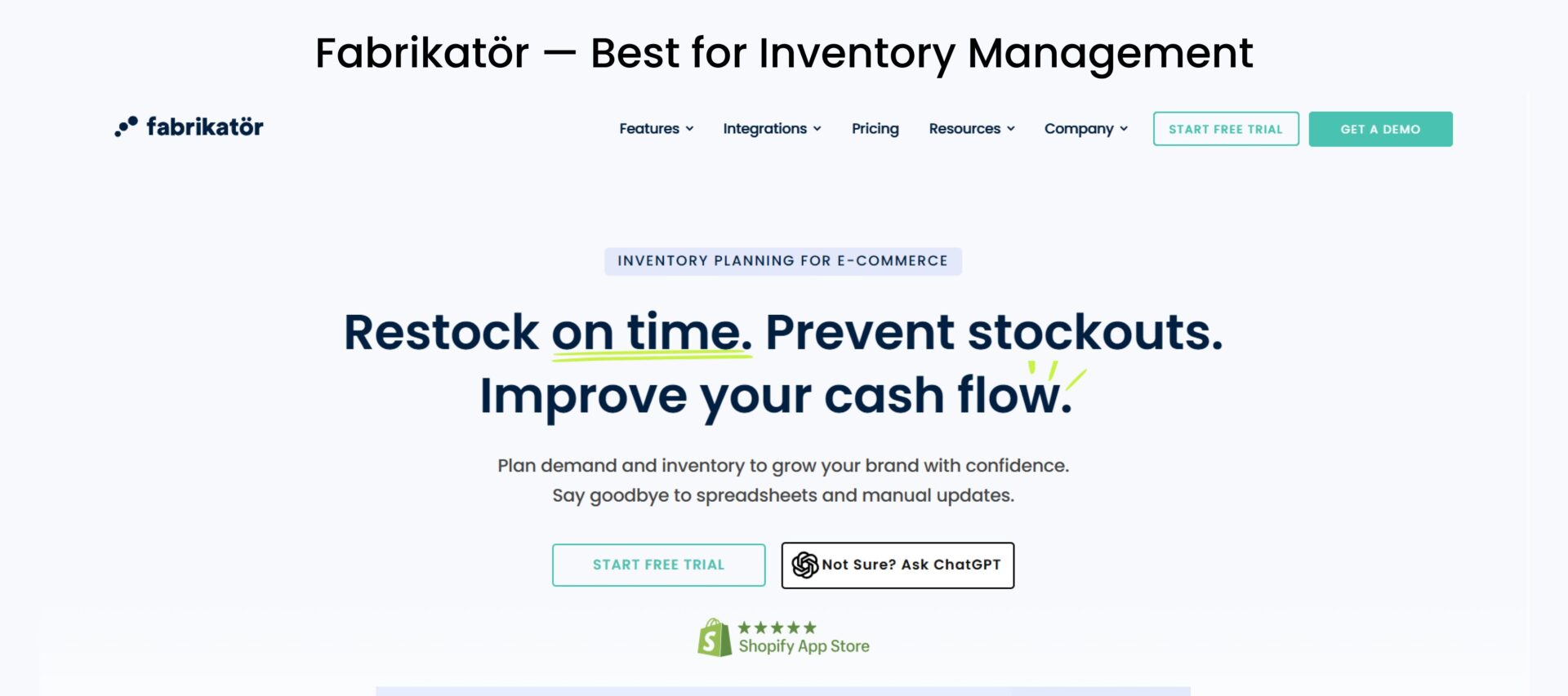 Fabrikatör — Best for Inventory Management