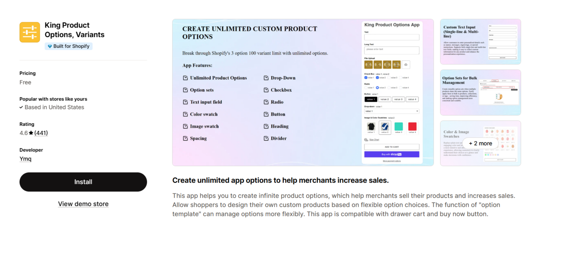 king product options