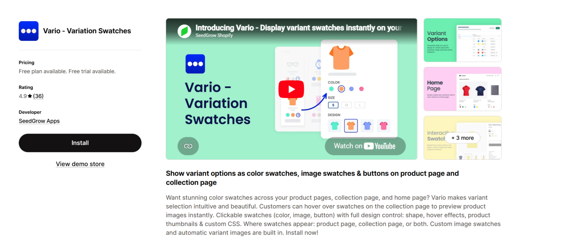 vario variation swatches