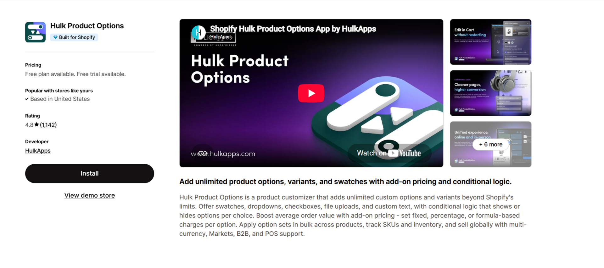 Hulk Product Options