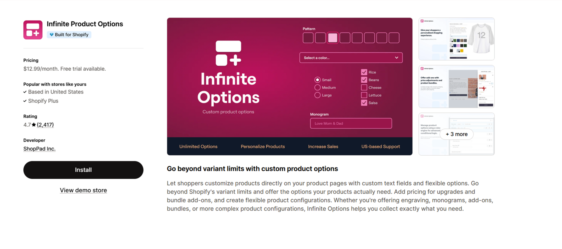 Infinite Product Options