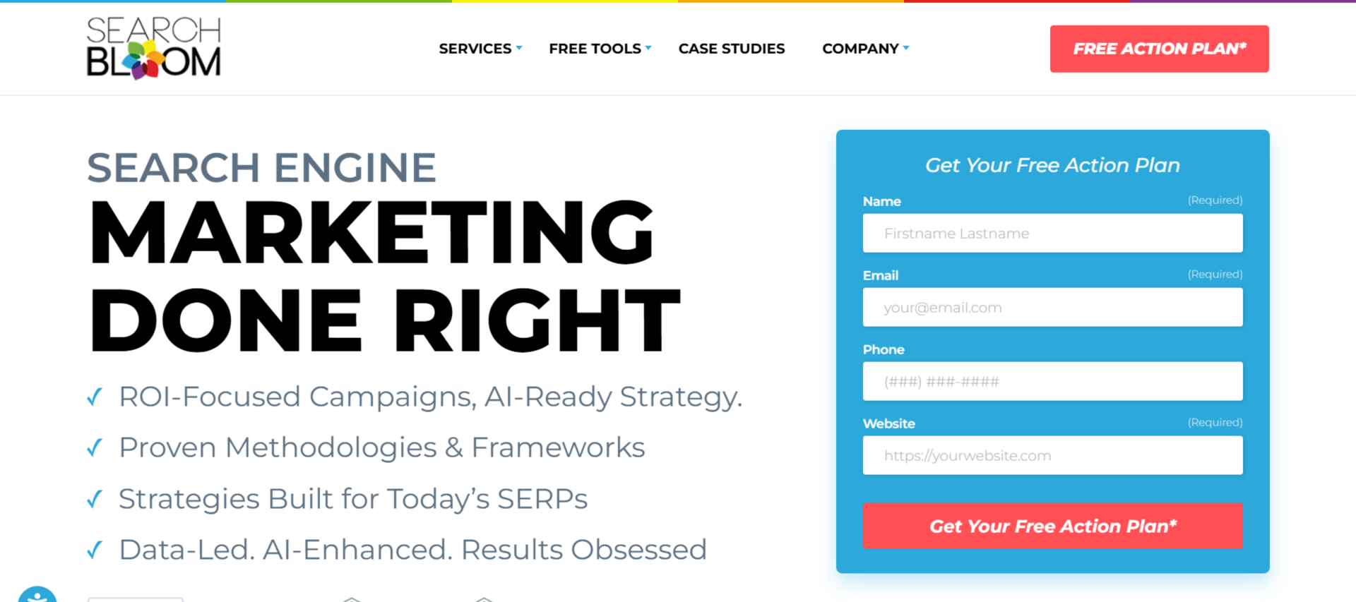 Searchbloom homepage, a Shopify SEO agency