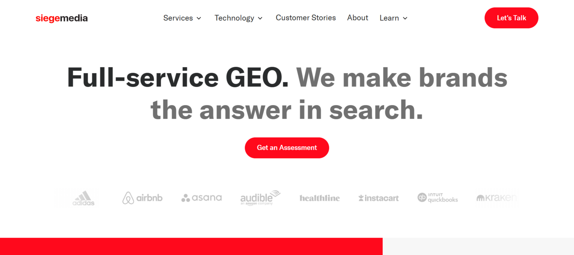 Siege Media homepage, a Shopify SEO agency