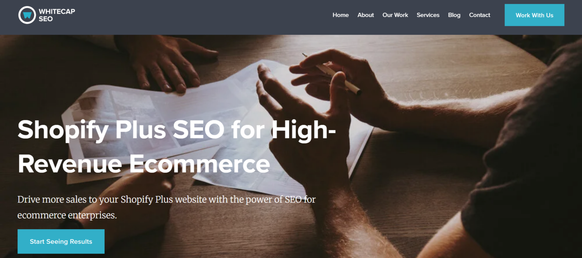 Whitecap SEO homepage, a Shopify SEO agency