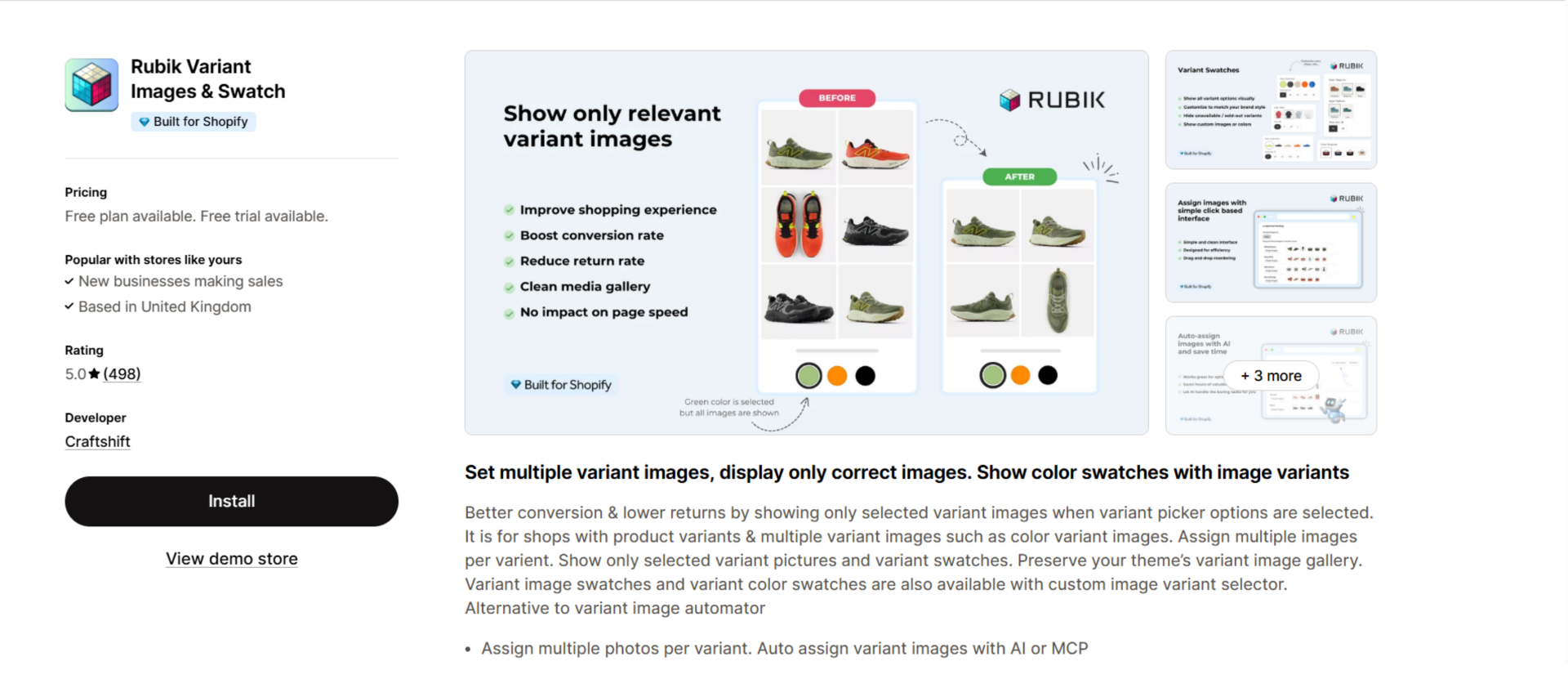 Rubik Variant Images & Swatch app by Craftshift on the Shopify App