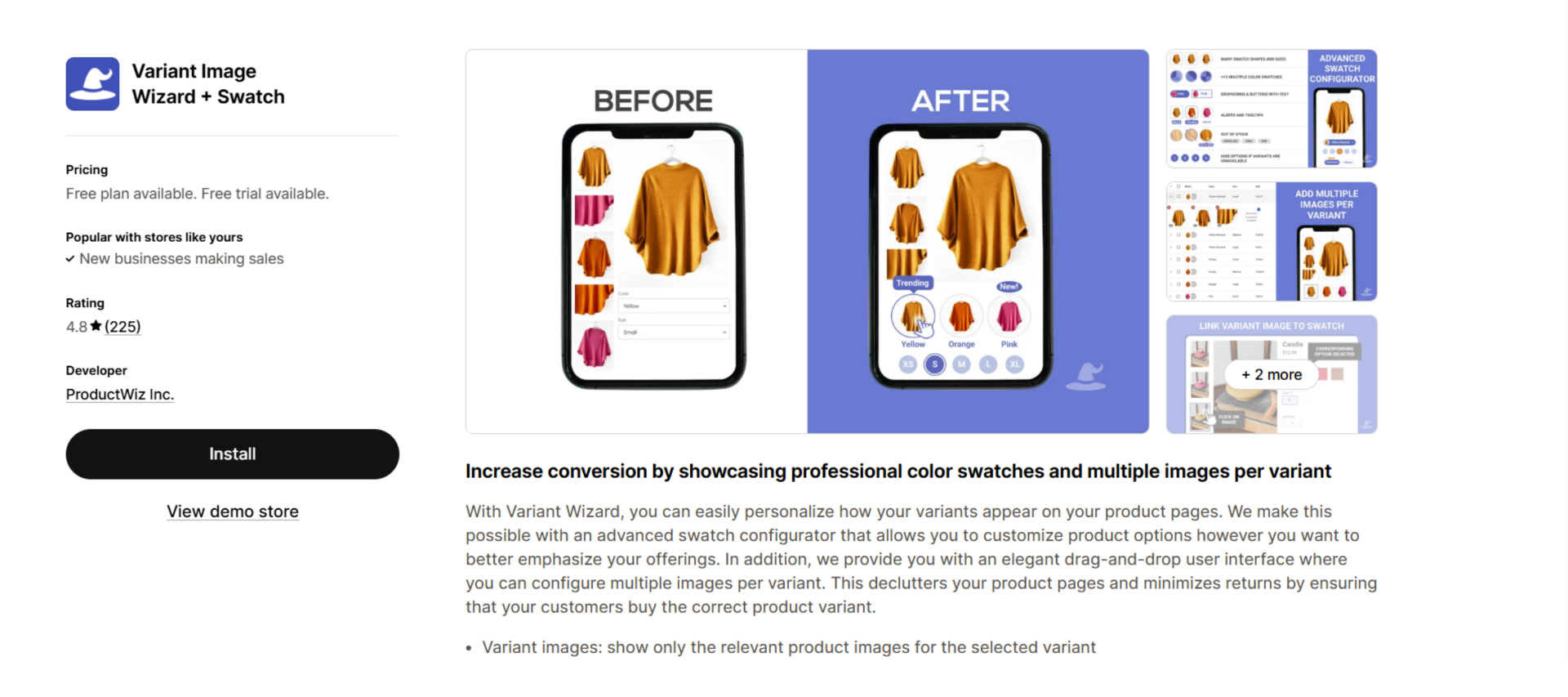 Variant Image Wizard + Swatch app by ProductWiz on the Shopify App Store